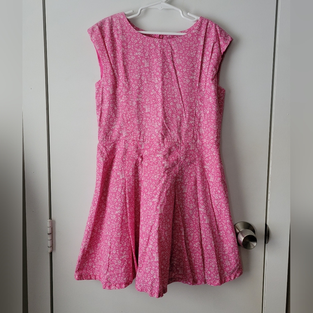 GAP pink floral fit n flare cotton dress